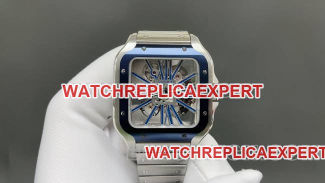 Reloj Super Clon Cartier MLF Factory Santos Esqueleto Azul Esfera Mecánica Cartier — luxury replica watch guide | Watch Replica Expert