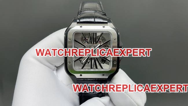 Réplica de reloj de alta calidad Cartier MLF Factory Cartier Santos Esqueleto Dial Correa de cuero mecánica — luxury replica watch guide | Watch Replica Expert