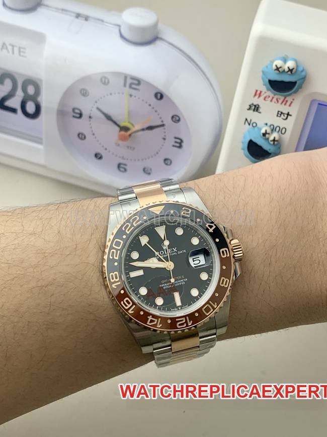 Super Clone Montre GMT-MasterVS FactoryRolex Sarsaparilla Ring 3285 Mécanique photo en direct de face