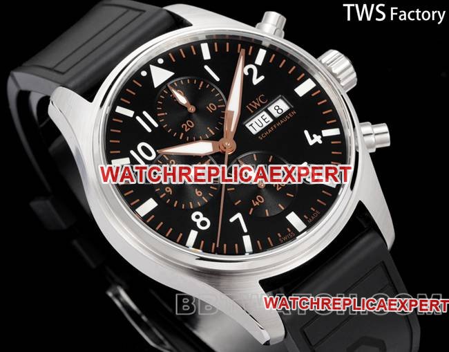 top-tier replica watch pilot TWS factory IWC black dial rubber model front live photo