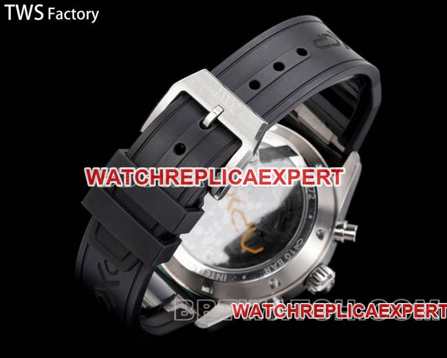 top-tier replica watch pilot TWS factory IWC black dial rubber model braceletlive photos