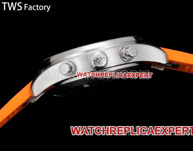1:1replica watch pilot TWS factory IWC black dial orange rubber model side live photo