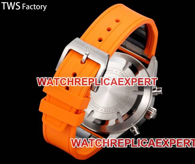 1:1replica watch pilot TWS factory IWC black dial orange rubber model braceletlive photos