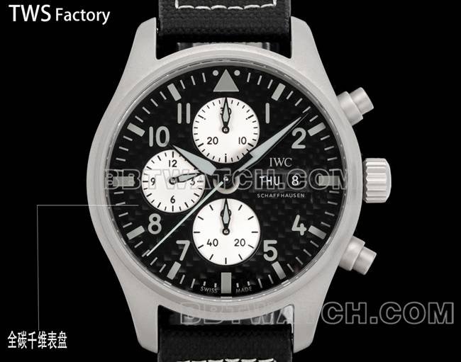 super clone watch pilot TWS factory IWCblack dial carbon fiber 43mmfront live photo