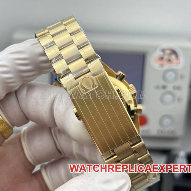 Best replica watch Speedmaster N1 factory Omega gold plate yellow goldsteel bracelet bracelet live photos