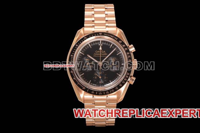 Montre réplique de qualité supérieure Omega Speedmaster N1 usine cadran noir bracelet en acier or rose — luxury replica watch guide | Watch Replica Expert