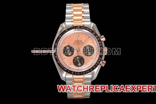 A melhor réplica de relógio Omega Speedmaster N1 Factory mostrador em ouro rosa com pulseira de ouro e aço — luxury replica watch guide | Watch Replica Expert