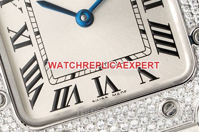 top-tier replica watch Santos Cartiersilver dialdiamond bezelquartz movementfront live photo