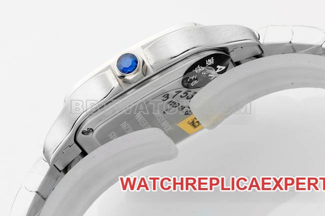top-tier replica watch Santos Cartiersilver dialdiamond bezelquartz movementside live photo