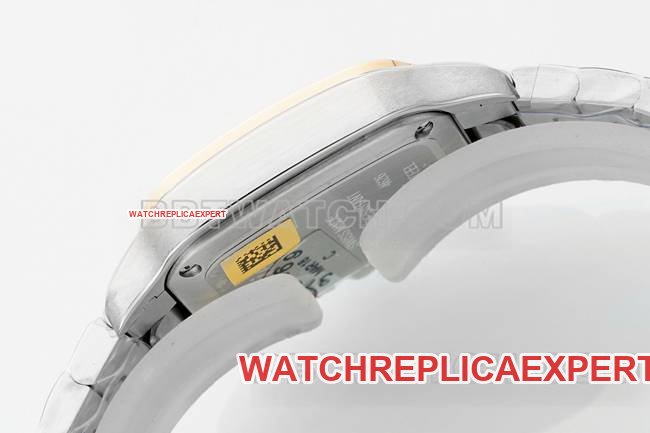 Best replica watch Santos Cartiersilver dialrose gold circle quartz movementside live photo