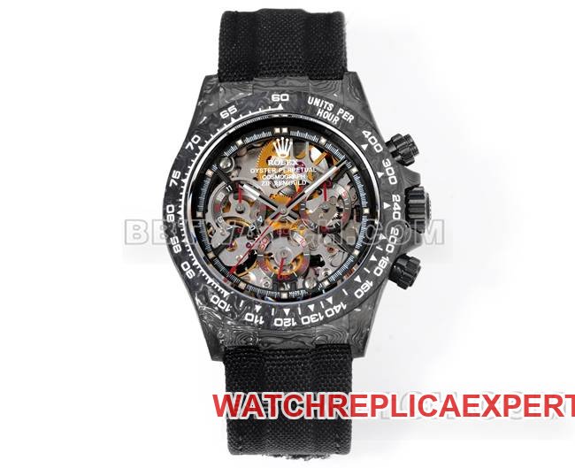 Las mejores réplicas de relojes Daytona TW Factory Rolex esfera negra Correa de nailon negra Caja de fibra de carbono — luxury replica watch guide | Watch Replica Expert