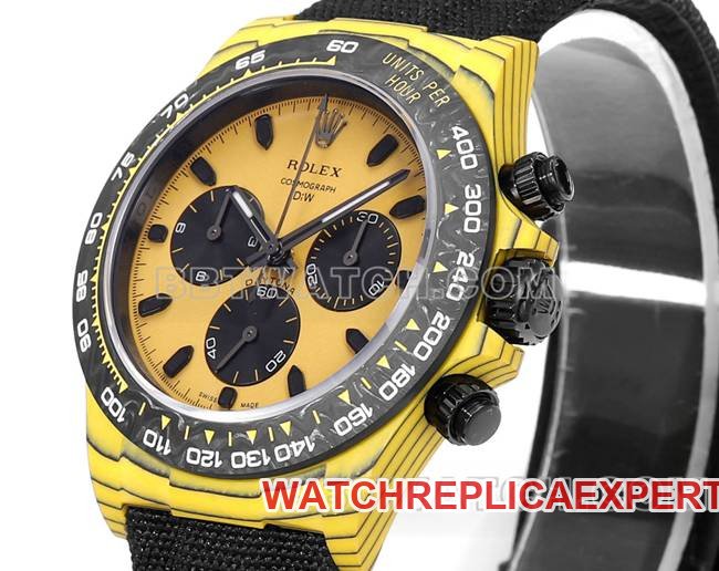 Best replica watches TW factory Rolex Daytona yellow disk yellow case black nylon strap front real picture