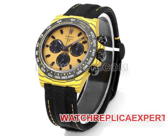 Best replica watches TW factory Rolex Daytona yellow disk yellow case black nylon strap front real picture