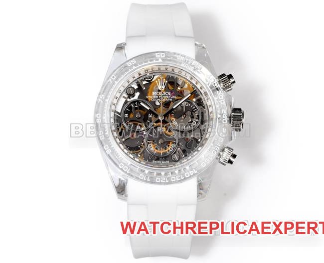 Las mejores réplicas de relojes Rolex Daytona TW Factory Caja transparente Correa de caucho blanca — luxury replica watch guide | Watch Replica Expert