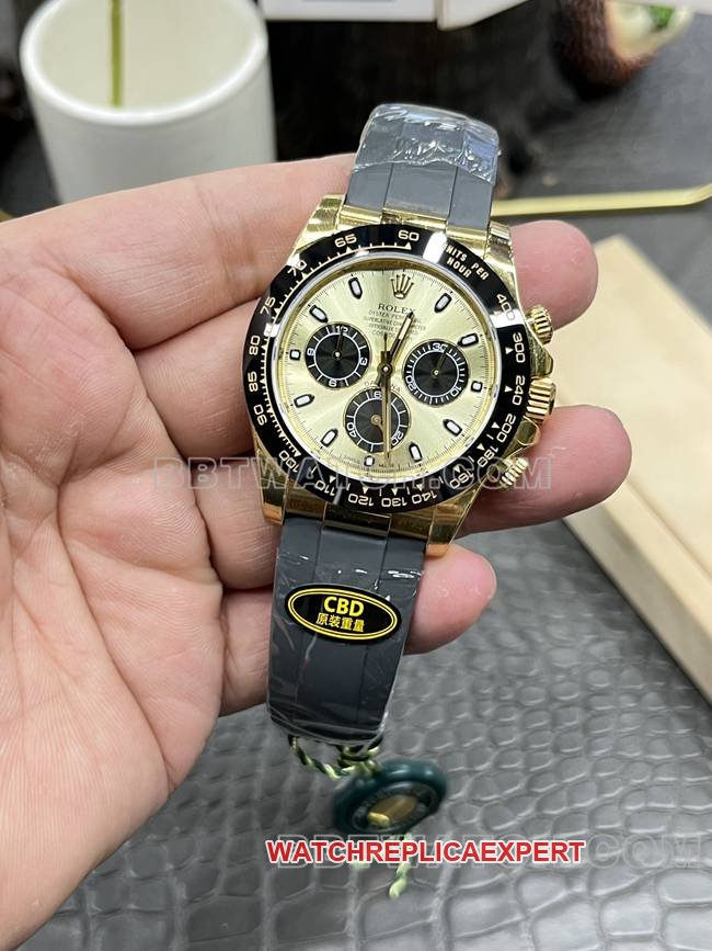 Best replica watch Daytona gold plate CBD factory Rolexyellow gold4130 mechanical front live photo