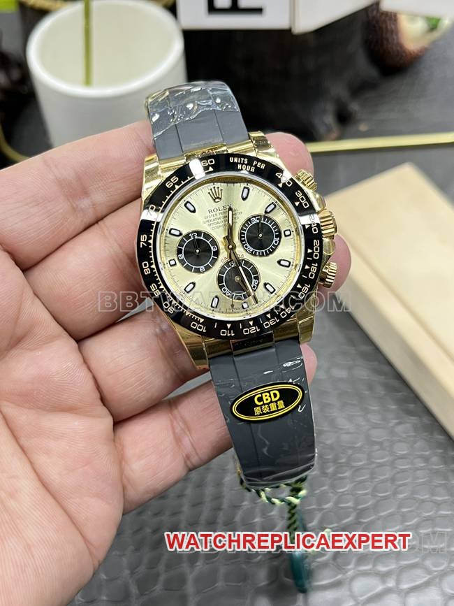 Best replica watch Daytona gold plate CBD factory Rolexyellow gold4130 mechanical front live photo