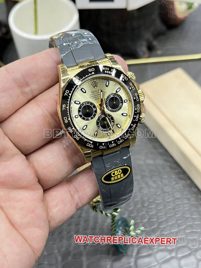 Best replica watch Daytona gold plate CBD factory Rolexyellow gold4130 mechanical front live photo