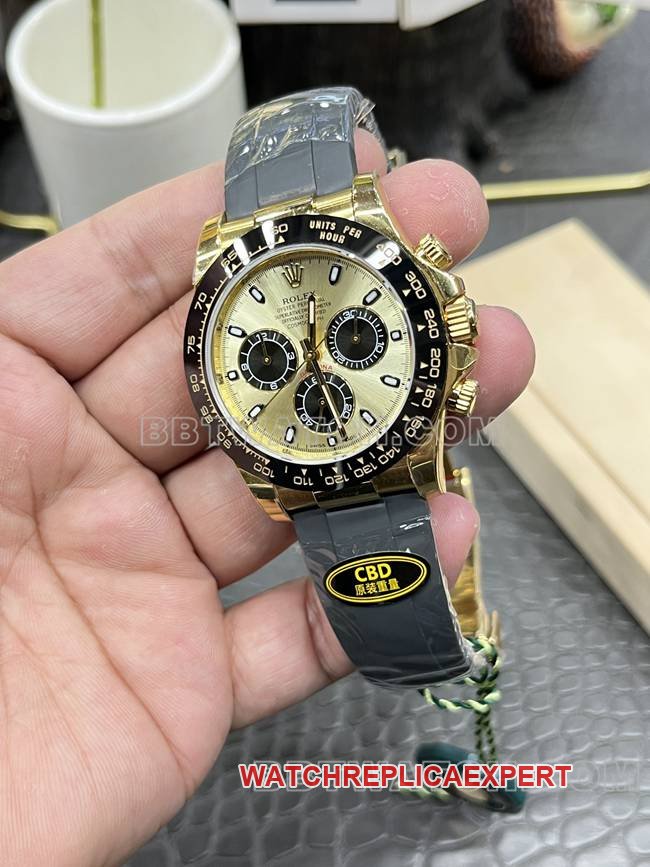Best replica watch Daytona gold plate CBD factory Rolexyellow gold4130 mechanical front live photo
