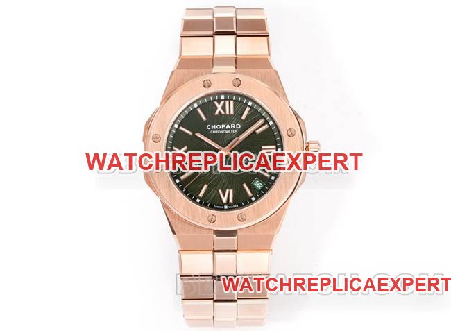 Réplica de alta qualidade da fábrica Chopard GH Alpine Eagle mostrador verde pulseira de aço ouro rosa 41 mm — luxury replica watch guide | Watch Replica Expert