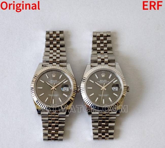 Réplique Rolex Datejust d'usine ERF par rapport à l'authentique : comparaison de la lunette cannelée, du cadran Sunburst et de la fenêtre de date Cyclops — luxury replica watch guide | Watch Replica Expert