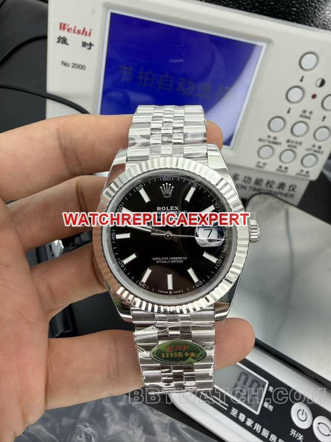 Melhor Réplica Rolex ERF Fábrica Rolex Datejust Mostrador Preto 3235 Mecânico 41mm Oyster Case — luxury replica watch guide | Watch Replica Expert