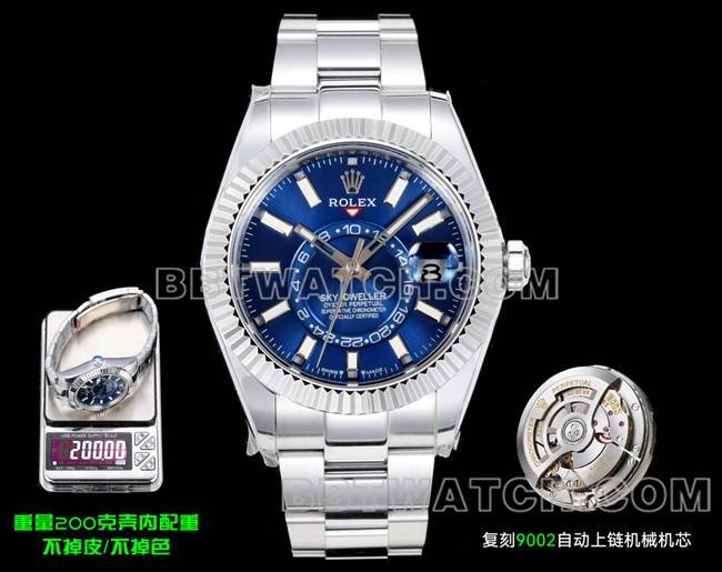 Top Replik-Uhr AR+ Factory Rolex Sky-Dweller blaues Zifferblatt mechanisches Stahlarmband — detailed review and buying guide | Watch Replica Expert