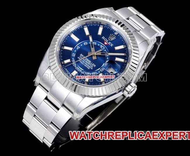 top-tier replica watch AR+ factory pilot Rolexblue dial mechanical steel braceletfront live photo