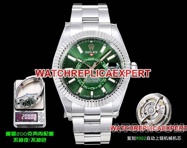 Mejor réplica Rolex Sky-Dweller AR+ Factory pulsera de acero mecánica con esfera verde — luxury replica watch guide | Watch Replica Expert