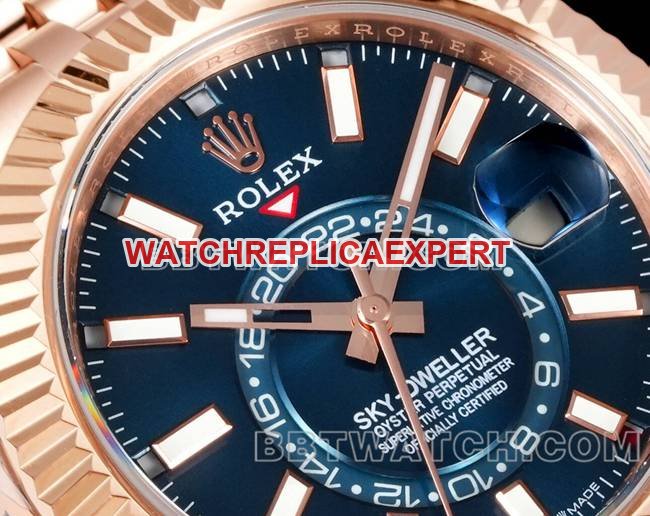 best replica watches AR+ factory pilot rolexblue dial mechanical rose gold steel braceletfront live photo