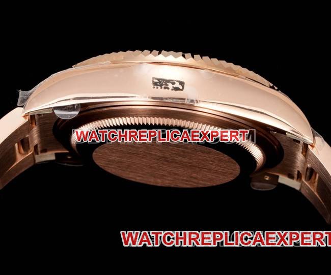 top-tier replica watch RolexAR+ factory pilot blue dial mechanical rose goldside live photo
