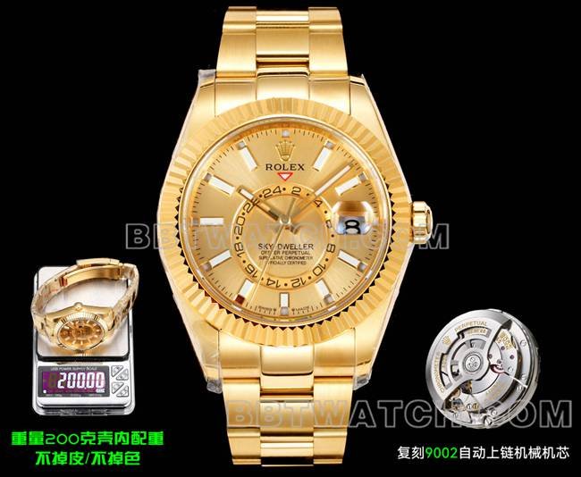 AR+ Réplica Superior de Fábrica Rolex Sky-Dweller Esfera Dorada Correa Mecánica de Acero Dorada — luxury replica watch guide | Watch Replica Expert