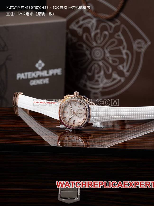 Best replica watch PPM factory Patek PhilippeAquanaut mechanical white rubber braceletfront live photo