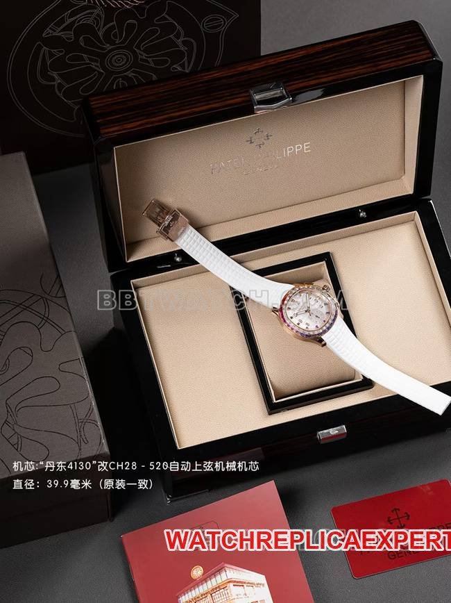 Best replica watch PPM factory Patek PhilippeAquanaut mechanical white rubber braceletfront live photo