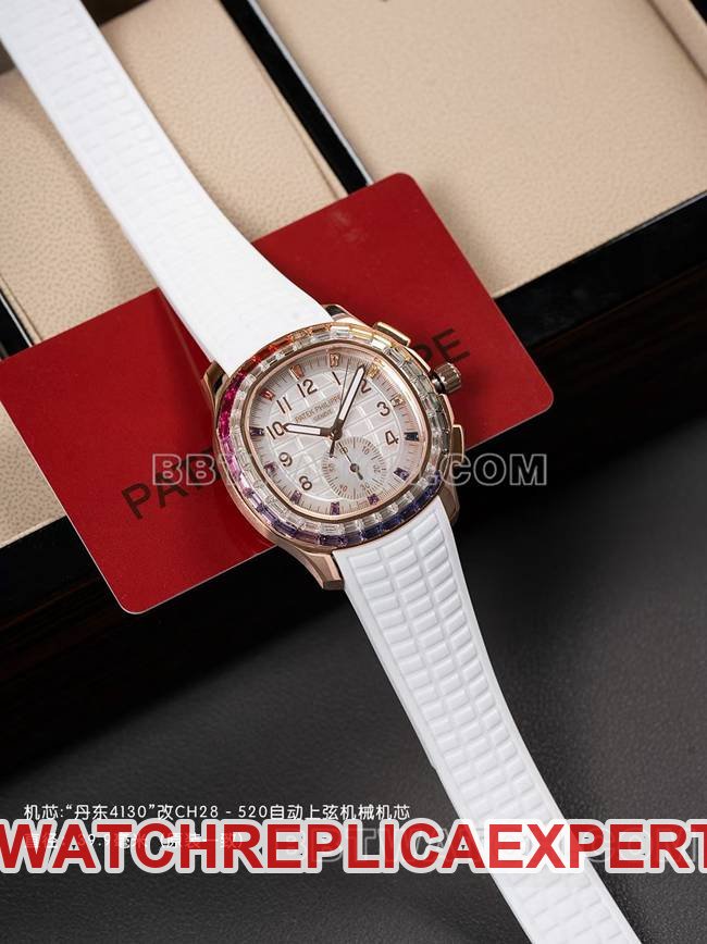 Best replica watch PPM factory Patek PhilippeAquanaut mechanical white rubber braceletfront live photo