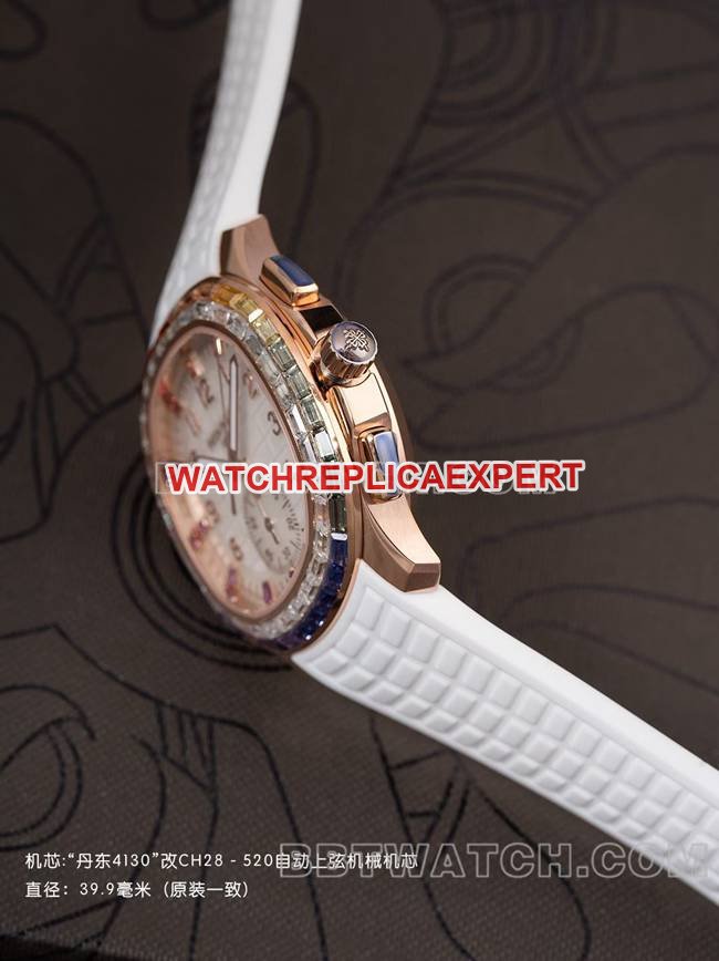Best replica watch PPM factory Patek PhilippeAquanaut mechanical white rubber braceletside live photo