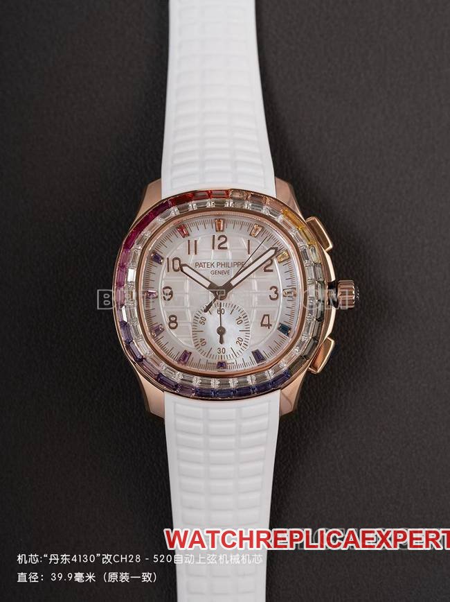 Melhor réplica de relógio ppm fábrica patek philippe aquanaut pulseira de borracha branca mecânica cronógrafo, ouro rosa, incrustação invisível — luxury replica watch guide | Watch Replica Expert