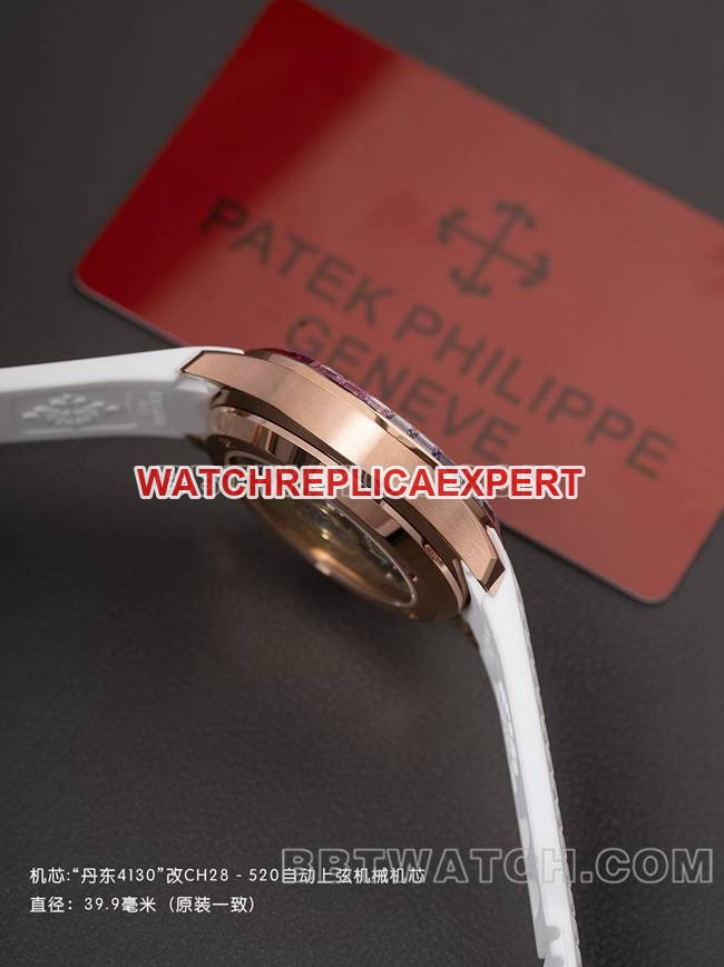 Best replica watch PPM factory Patek PhilippeAquanaut mechanical white rubber braceletside live photo