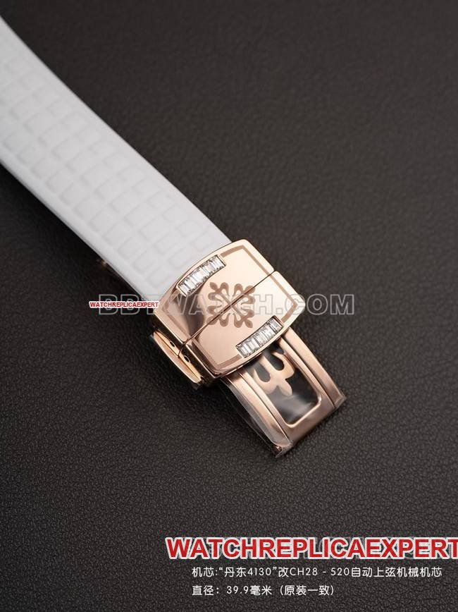 Best replica watch PPM factory Patek PhilippeAquanaut mechanical white rubber braceletclasp live photos