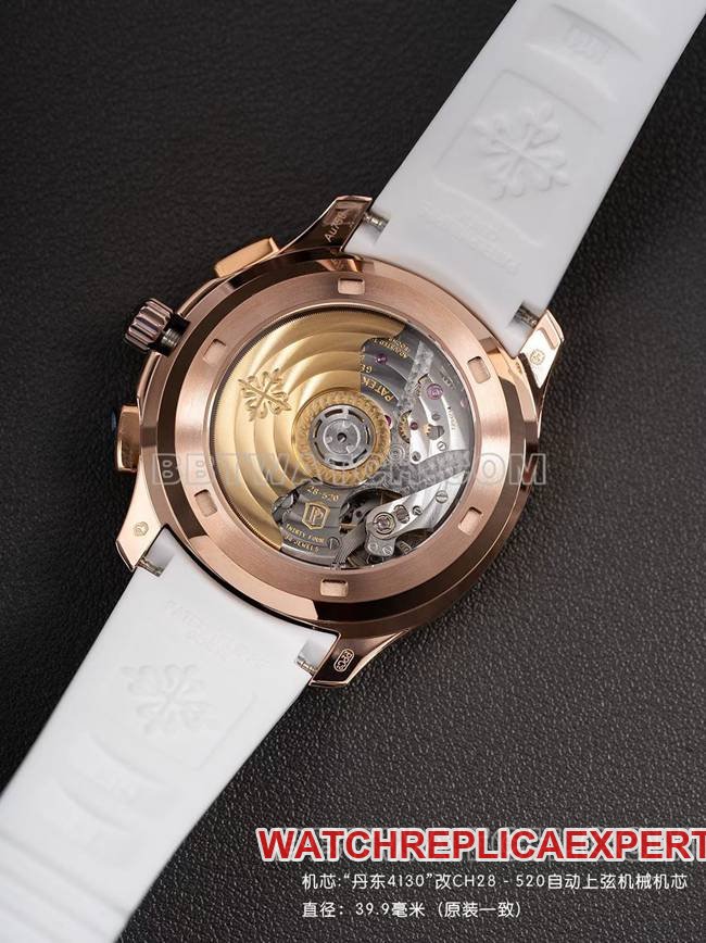 Best replica watch PPM factory Patek PhilippeAquanaut mechanical white rubber braceletcaseback live photo