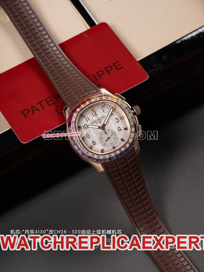 Best replica watch PPM factory Patek PhilippeAquanaut mechanical brown rubber braceletfront live photo