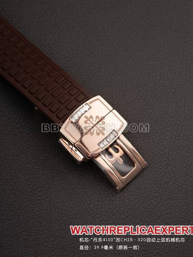 Best replica watch PPM factory Patek PhilippeAquanaut mechanical brown rubber braceletclasplive photos