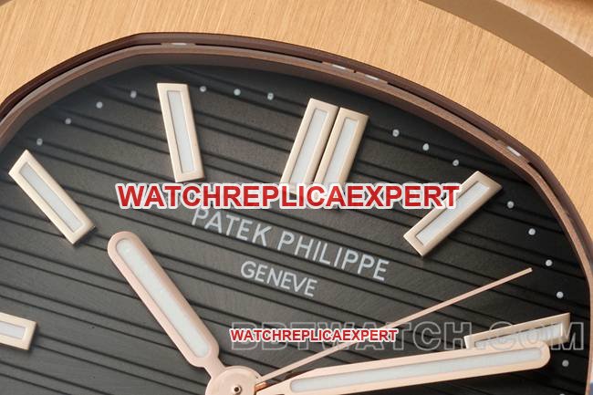 top-tier replica watch NautilusDDF factory Patek Philippeblack dial leather bracelet5711front live photo