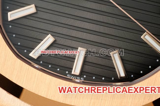 top-tier replica watch NautilusDDF factory Patek Philippeblack dial leather bracelet5711front live photo