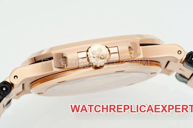 top-tier replica watch NautilusDDF factory Patek Philippeblack dial leather bracelet5711side live photo
