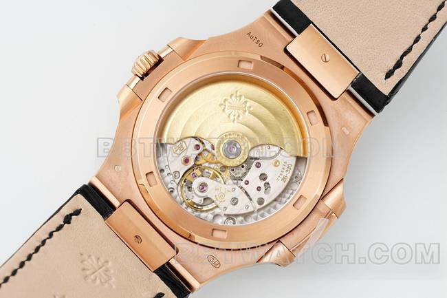 top-tier replica watch NautilusDDF factory Patek Philippeblack dial leather bracelet5711caseback live photo