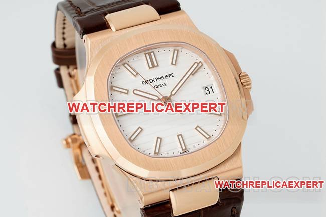 1:1replica watch NautilusDDF factory Patek Philippewhite dial leather bracelet5711front live photo