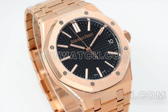 super clone watch DDF factory Audemars PiguetRoyal Oakblack dialrose gold4302 mechanical 15510front live photo