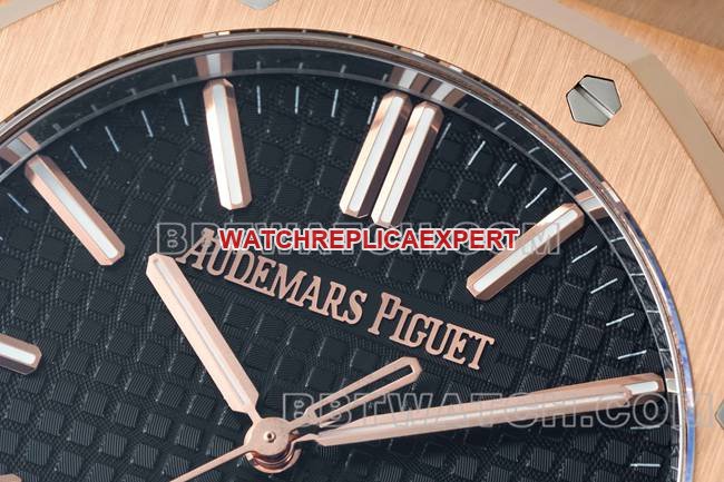 super clone watch DDF factory Audemars PiguetRoyal Oakblack dialrose gold4302 mechanical 15510front live photo