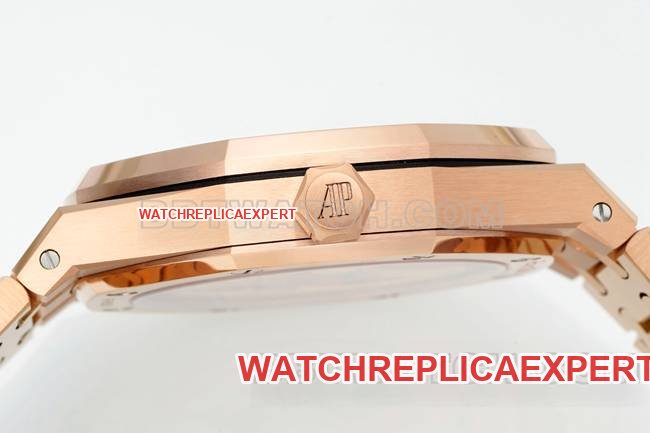 Super clone watch DDF factory Audemars PiguetRoyal Oakblack dialrose gold4302 mechanical 15510side live photo