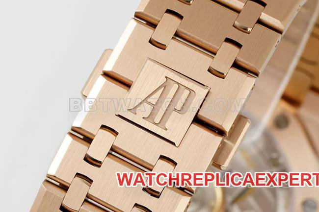 Super clone watch DDF factory Audemars PiguetRoyal Oakblack dialrose gold4302 mechanical 15510braceletlive photos
